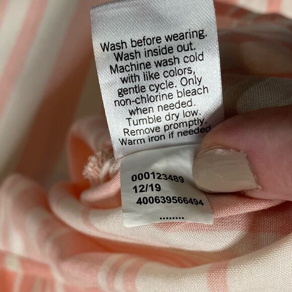 EVRI Women's Pink & White Striped Short Sleeve Blouse Size 1X New - Picture 8 of 8